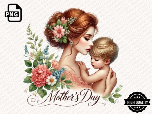 Download Watercolor Mother's Day Floral Clipart - Day Collection