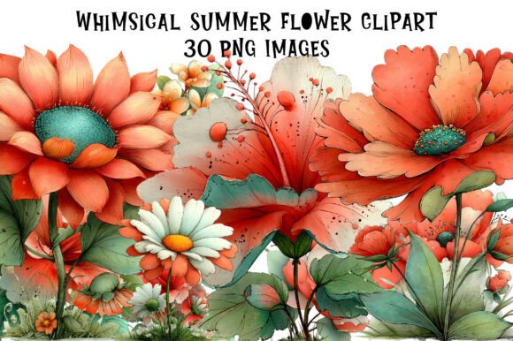 Download Whimsical Summer Flower Clipart - Summer flower clipart Collection