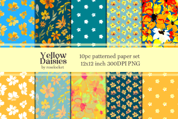 Download Yellow Daisy Digital Paper Patterns - Yellow Collection