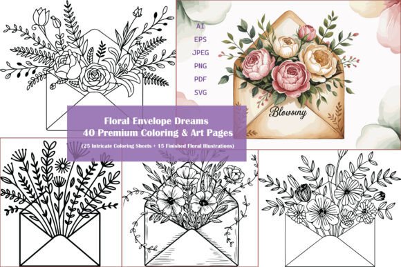 Download 25 Coloring + 15 Floral Art Pages - Floral art Collection