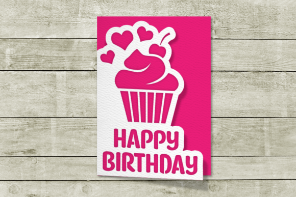 Download Papercut Birthday Card with Cupcake&nbsp;&nbsp; - Day Collection