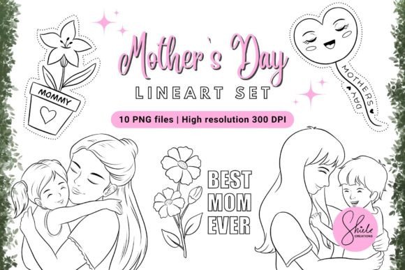 Download Mother's Day Clipart - Lineart Set - Day Collection