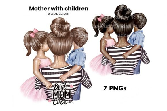 Download Mother’s Day Clipart, Mom with Children - Day Collection