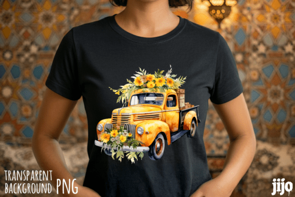 Download Watercolor Yellow Vintage Truck PNG - Yellow Collection