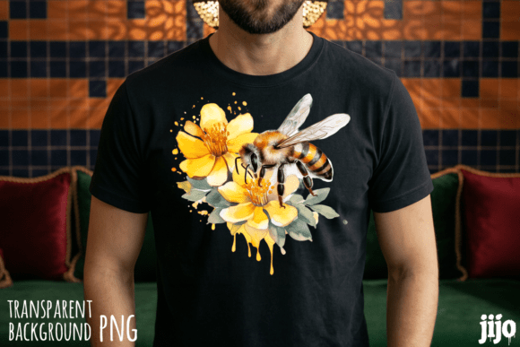 Download Watercolor Bee Yellow Daisy PNG - Yellow Collection