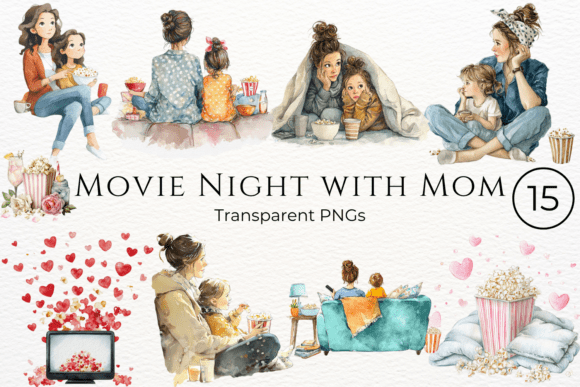 Download Movie Night with Mom Mothers Day Clipart - Day Collection