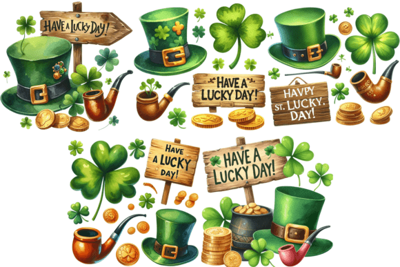 Download 5 Watercolor Have a Lucky Day Bundle - Day Collection