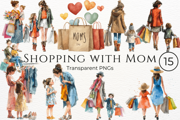 Download Shopping with Mom Mothers Day Clipart - Day Collection