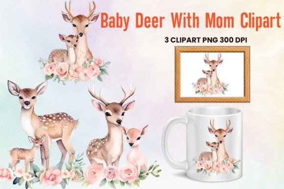 Download Baby Deer with Mom Mothers Day Clipart - Day Collection