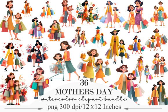 Download Shopping with Mom Mothers Day Clipart - Day Collection