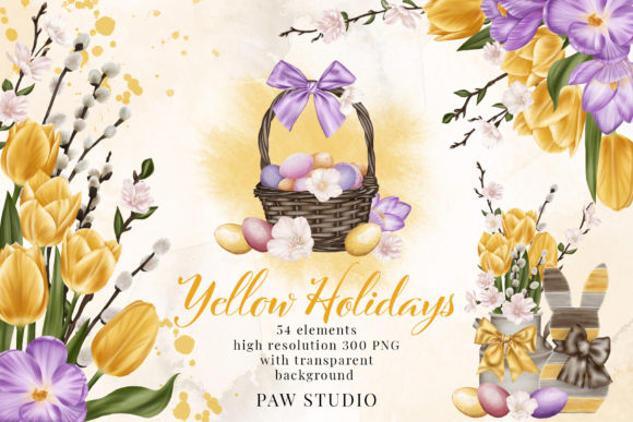 Download Easter Spring Clipart Yellow Tulips Eggs - Yellow Collection