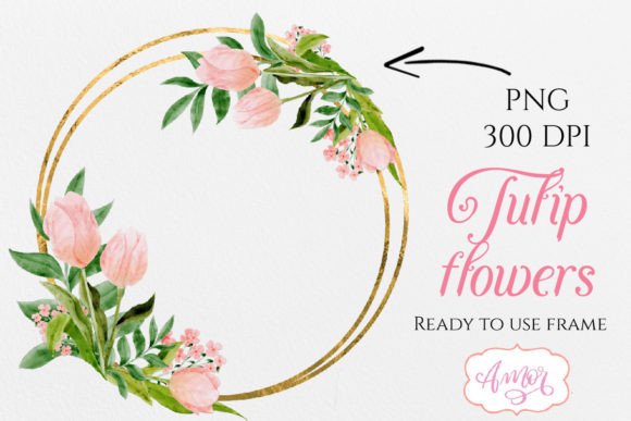 Download Watercolor Pink Tulips Frame PNG Clipart - Tulips Collection