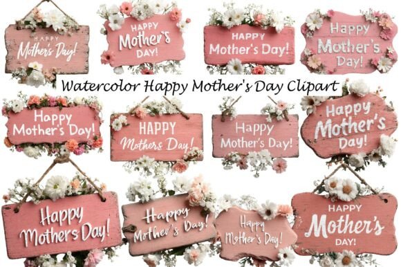Download Watercolor Happy Mother's Day Clipart - Day Collection
