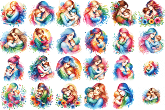 Download 22 Watercolor Mothers Day Clipart Bundle - Day Collection