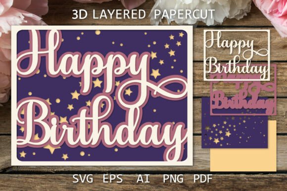 Download Happy Birthday Card Layered Paper Cut - Day Collection